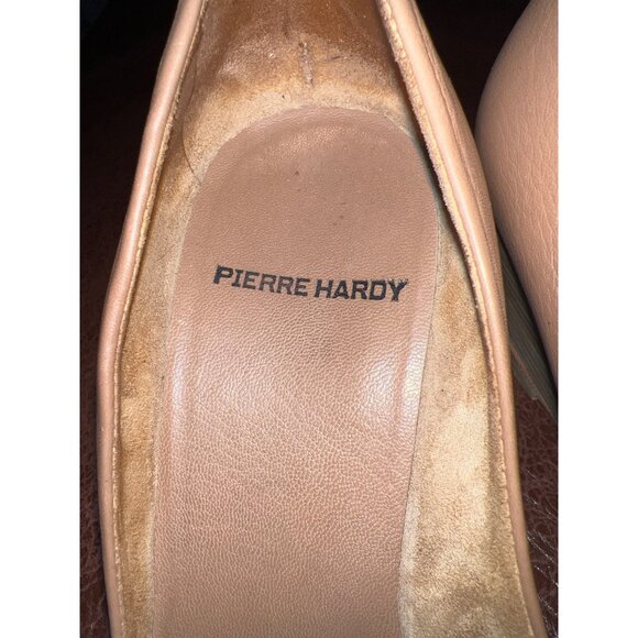 Pierre Hardy Womens Nude Leather Peep Toe Wedge Heels Size 7 - Picture 3 of 6